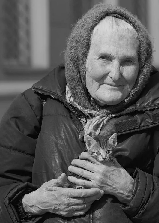 Бабушка с котёнком