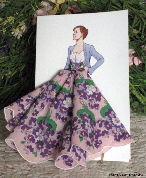 Винтажные открытки с дамами в юбках из носовых платков (6) (500x608, 194Kb)