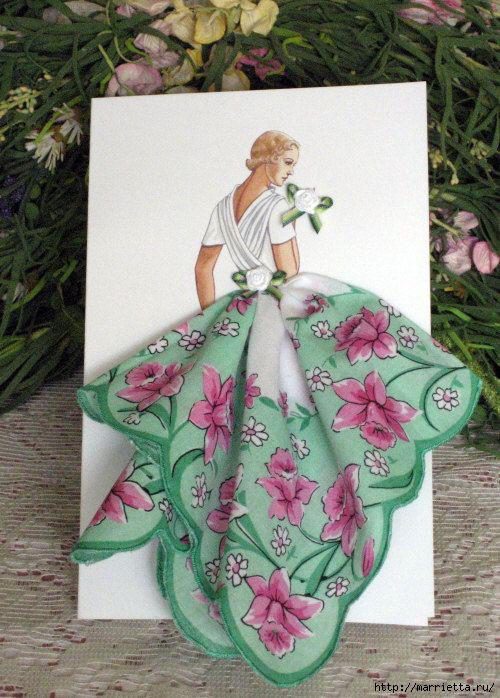 Винтажные открытки с дамами в юбках из носовых платков (4) (500x698, 238Kb)