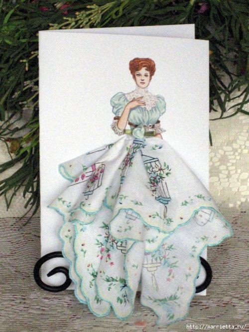 Винтажные открытки с дамами в юбках из носовых платков (3) (500x667, 222Kb)