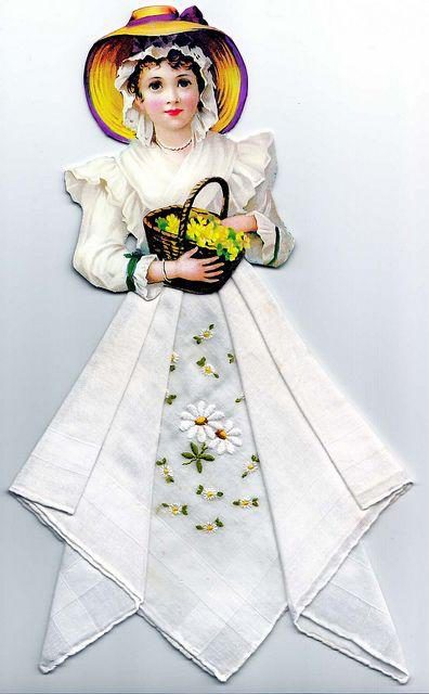 Винтажные открытки с дамами в юбках из носовых платков (1) (396x640, 157Kb)