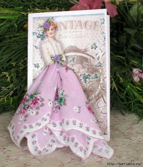 Винтажные открытки с дамами в юбках из носовых платков (12) (500x582, 203Kb)