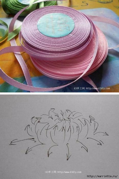 Объемная вышивка. Ромашки, одуванчики, хризантемы и мимоза (24) (466x700, 207Kb)