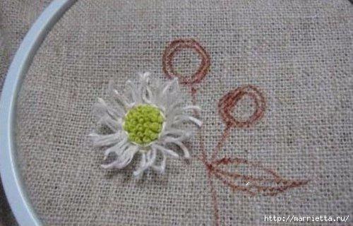 Объемная вышивка. Ромашки, одуванчики, хризантемы и мимоза (6) (500x320, 102Kb)