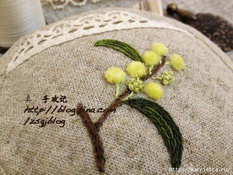 Объемная вышивка. Ромашки, одуванчики, хризантемы и мимоза (30) (460x346, 120Kb)