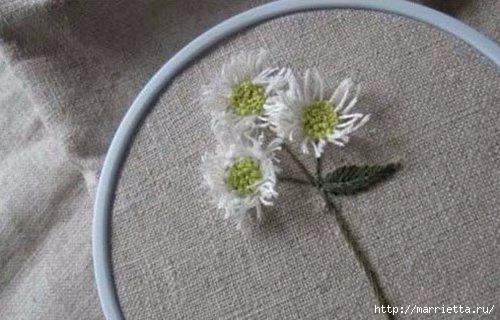Объемная вышивка. Ромашки, одуванчики, хризантемы и мимоза (3) (500x320, 103Kb)