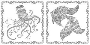 Морская тематика (раскраски)