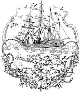 Морская тематика (раскраски)