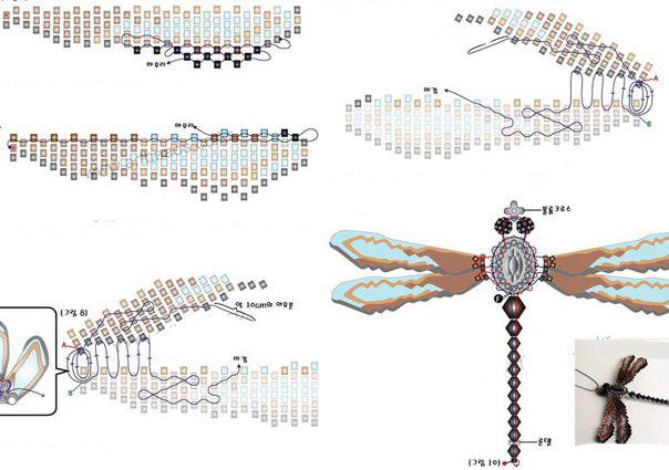 Схема стрекозы спицами