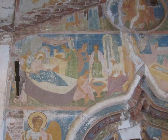 Рождество Богородицы. Фреска Дионисия XV век Рождество Богородицы. Фреска Дионисия XV век