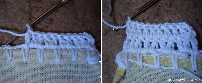 Петушки на полотенце и салфетках. Обвязка крючком (4) (659x271, 140Kb)