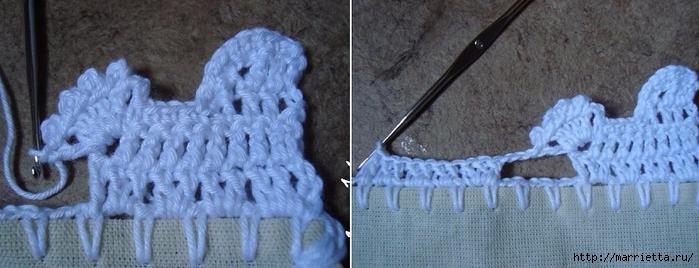 Петушки на полотенце и салфетках. Обвязка крючком (3) (700x268, 167Kb)