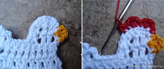 Петушки на полотенце и салфетках. Обвязка крючком (1) (649x273, 149Kb)