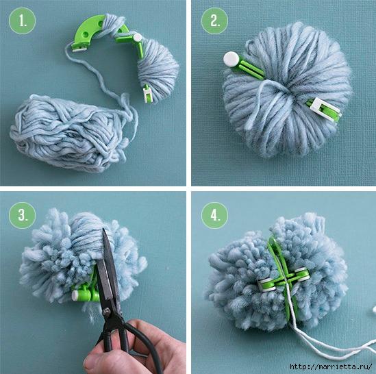 Миниатюрные новогодние елочки из помпонов (3) (549x546, 224Kb)