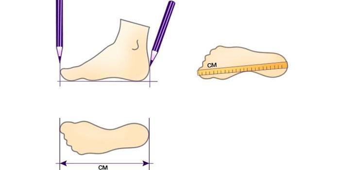 Схема определения размера ноги