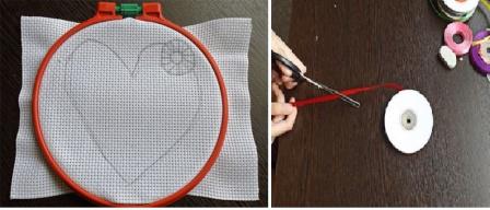 Это может быть круг, сердце или любая другая фигура. Когда вы освоите азы вышивания лентам, то сможете перейти к более сложным рисункам