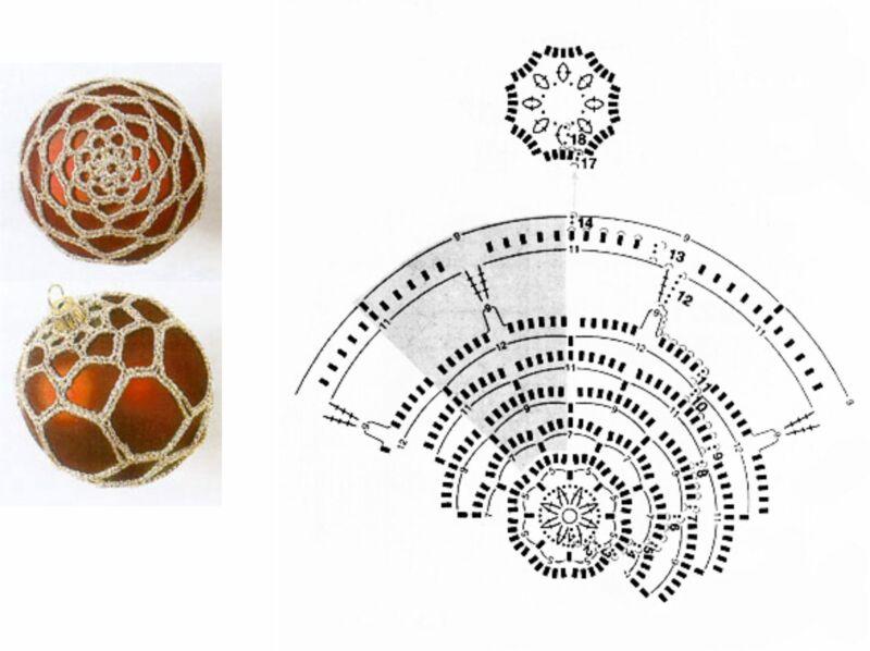 Ажурные шары на елку крючком схемы и описание
