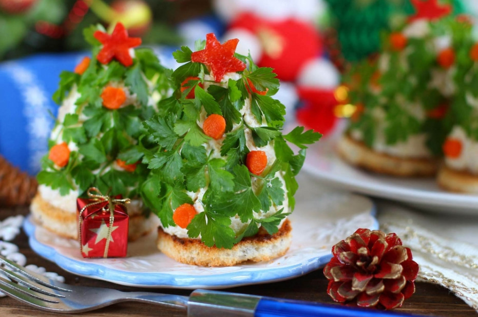Порционный новогодний салат 